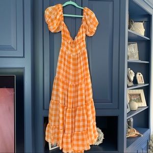 NWOT Mable Gingham Midi Dress with Open Back size M